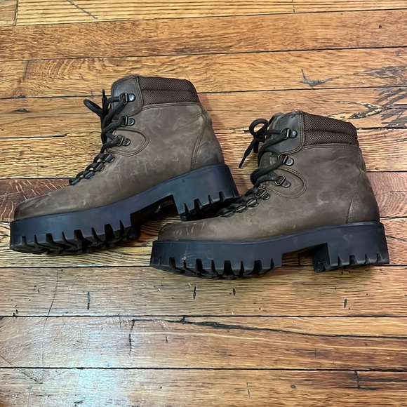 Brown Leather Combat Boots - Picture 2 of 4